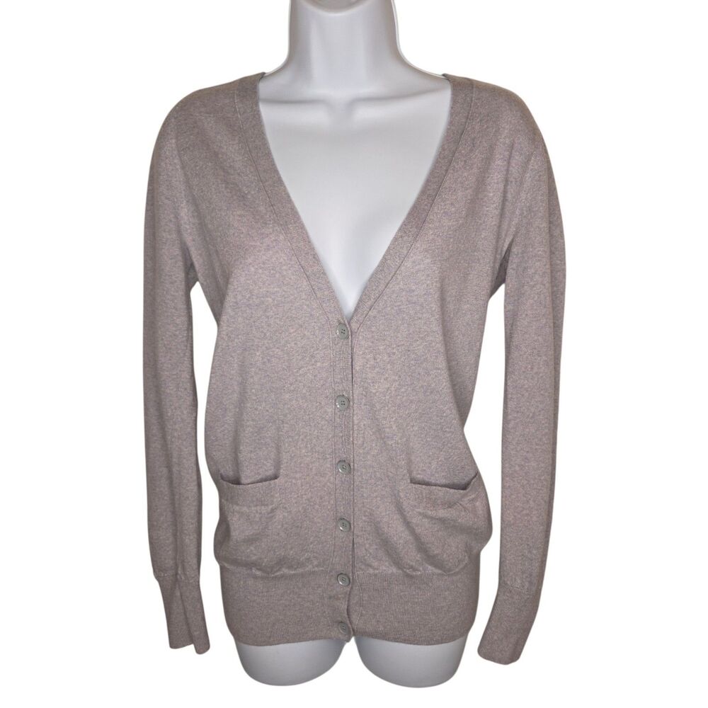 J.Crew Classic Merino Wool Long Cardigan Sweater Light Heather Grey Size M EUC